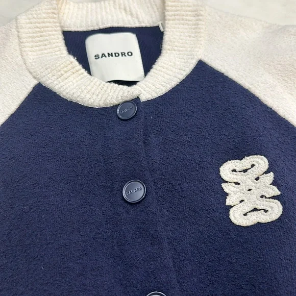 Sandro Navy and Cream Cardigan - Picture 7 of 7